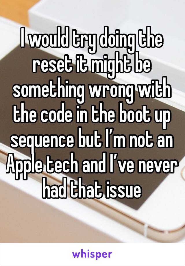 I would try doing the reset it might be something wrong with the code in the boot up sequence but I’m not an Apple tech and I’ve never had that issue