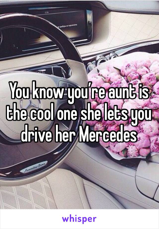 You know you’re aunt is the cool one she lets you drive her Mercedes