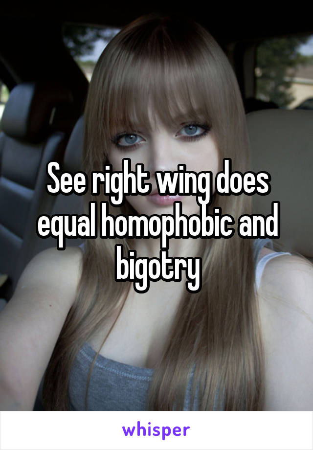 See right wing does equal homophobic and bigotry
