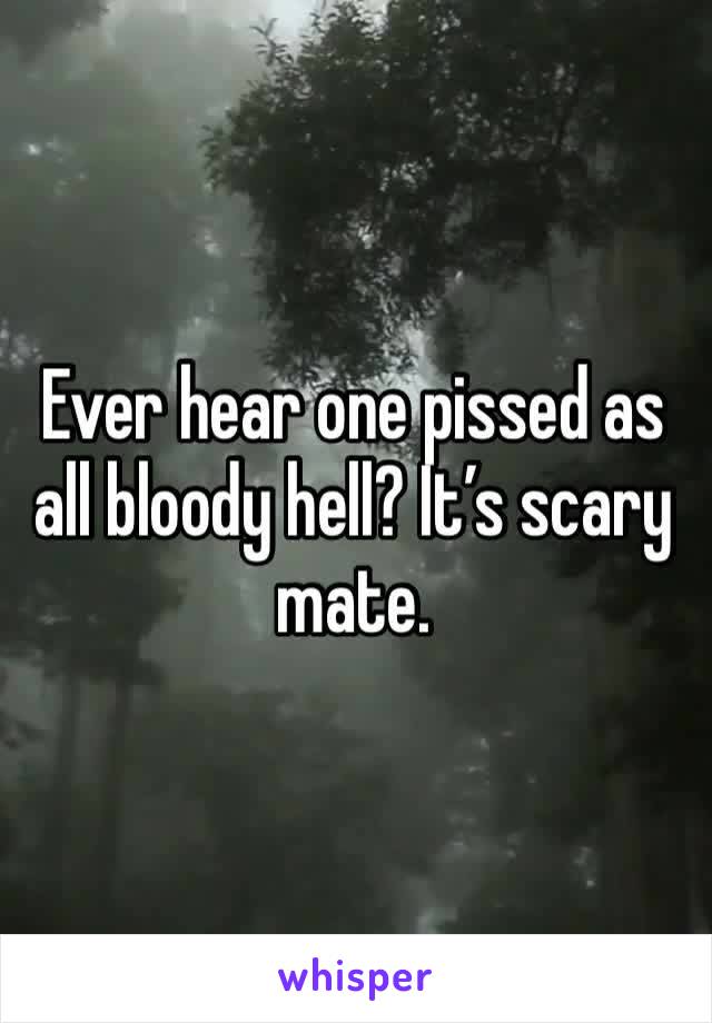Ever hear one pissed as all bloody hell? It’s scary mate. 