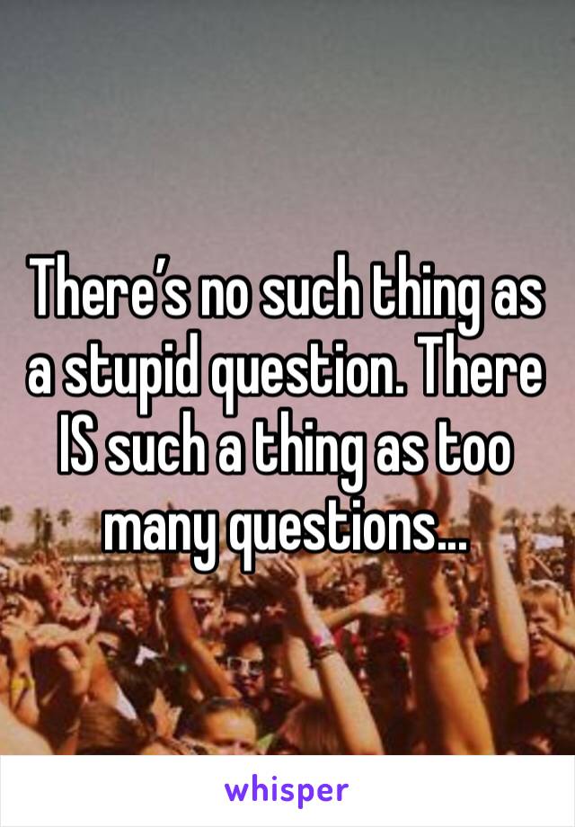 There’s no such thing as a stupid question. There IS such a thing as too many questions...