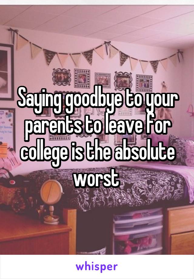 Saying goodbye to your parents to leave for college is the absolute worst 