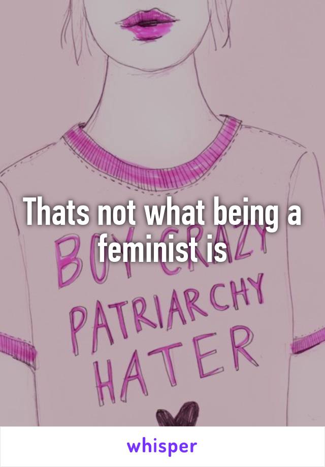 Thats not what being a feminist is