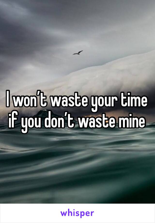 I won’t waste your time if you don’t waste mine 