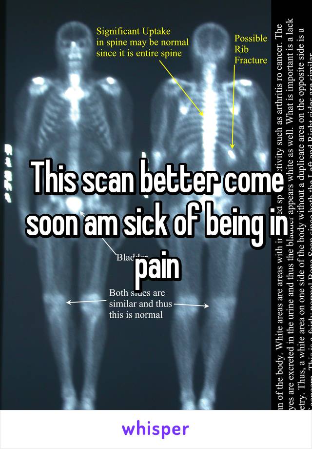 This scan better come soon am sick of being in pain
