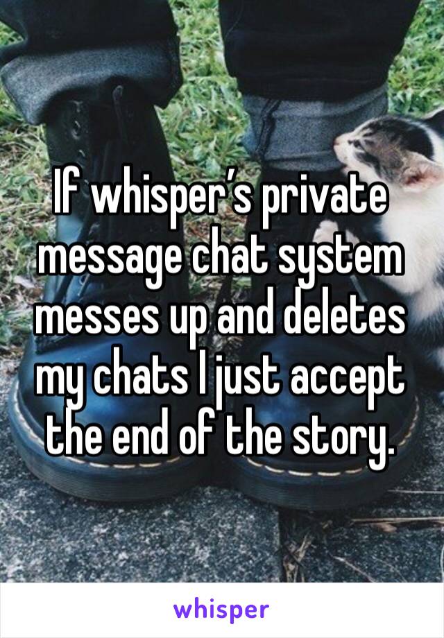 If whisper’s private message chat system messes up and deletes my chats I just accept the end of the story. 