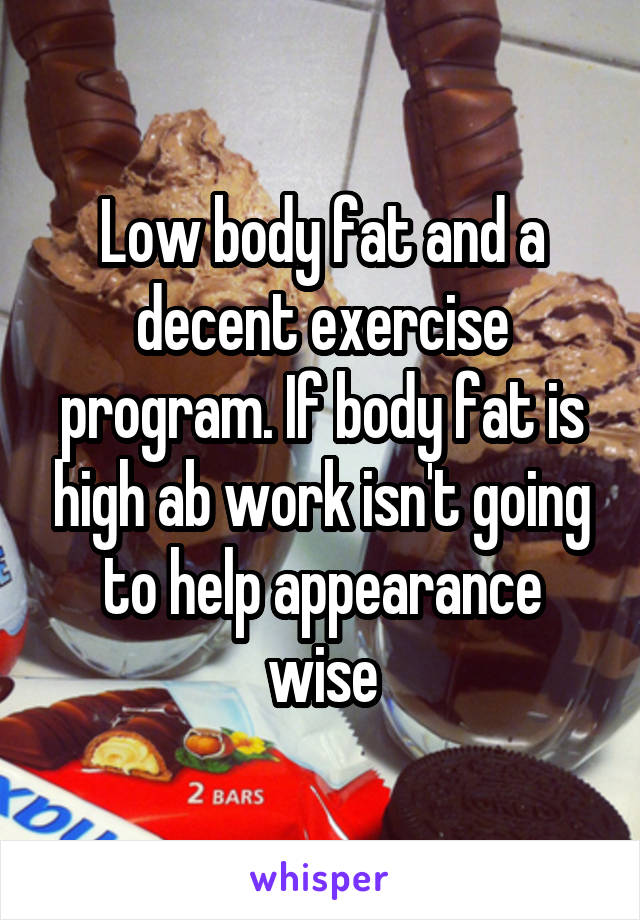 Low body fat and a decent exercise program. If body fat is high ab work isn't going to help appearance wise