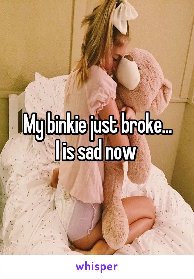 My binkie just broke...
I is sad now 