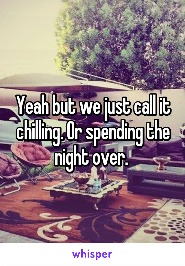 Yeah but we just call it chilling. Or spending the night over. 