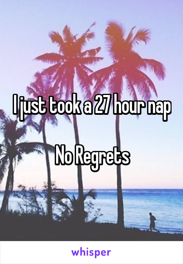 I just took a 27 hour nap

No Regrets