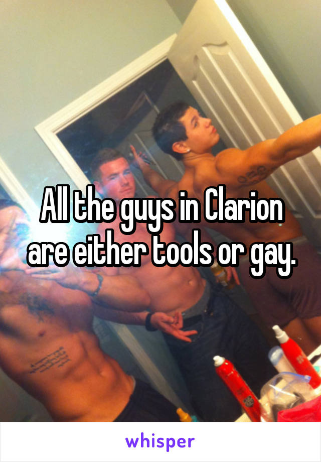 All the guys in Clarion are either tools or gay.