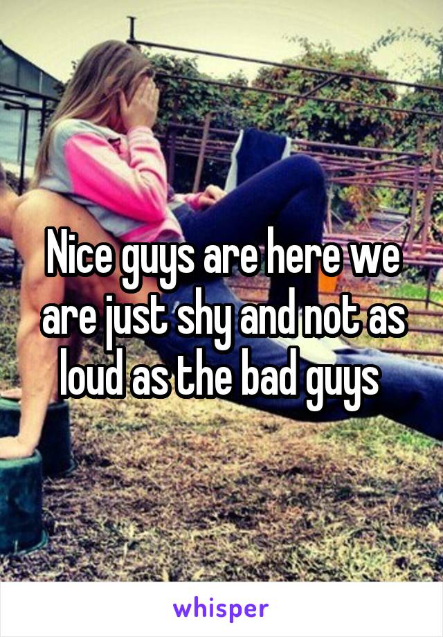 Nice guys are here we are just shy and not as loud as the bad guys 