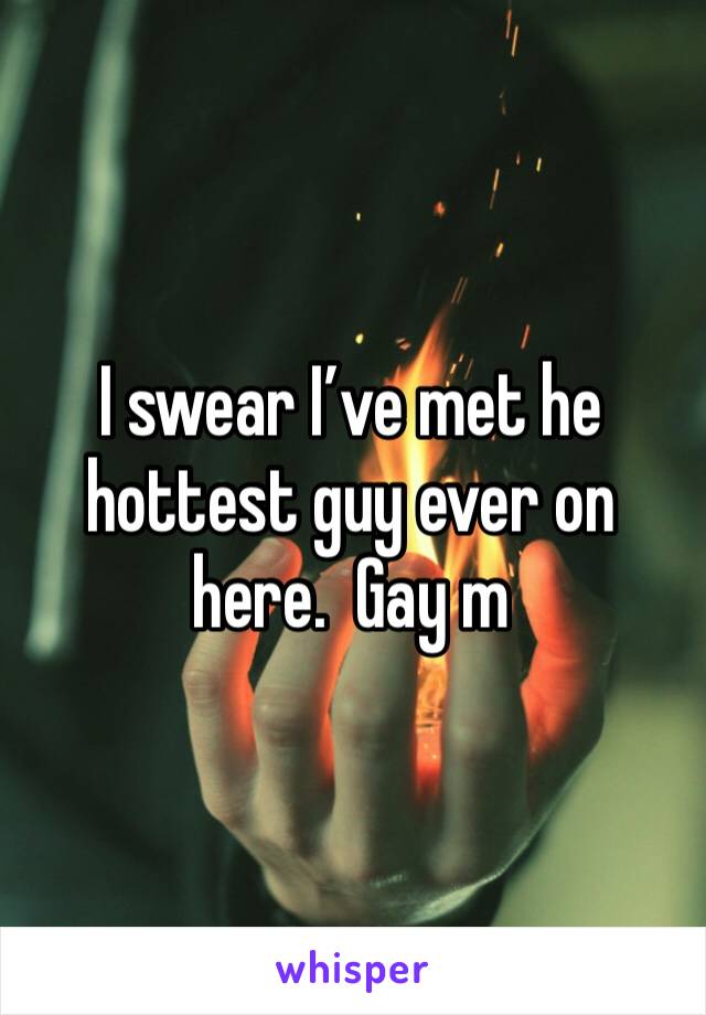 I swear I’ve met he hottest guy ever on here.  Gay m