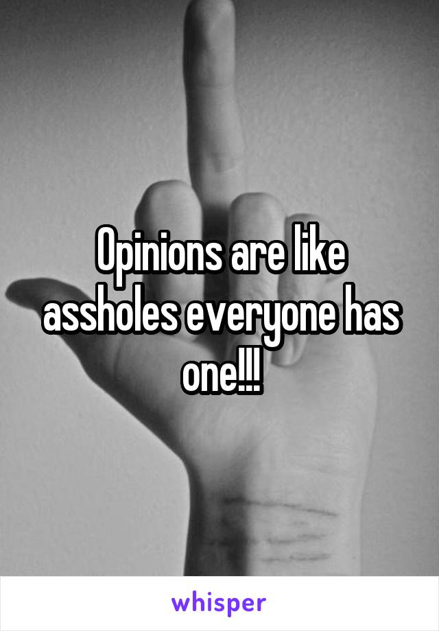 Opinions are like assholes everyone has one!!!