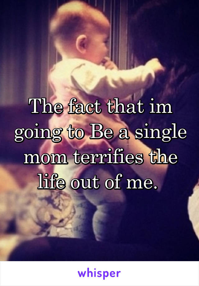 The fact that im going to Be a single mom terrifies the life out of me. 