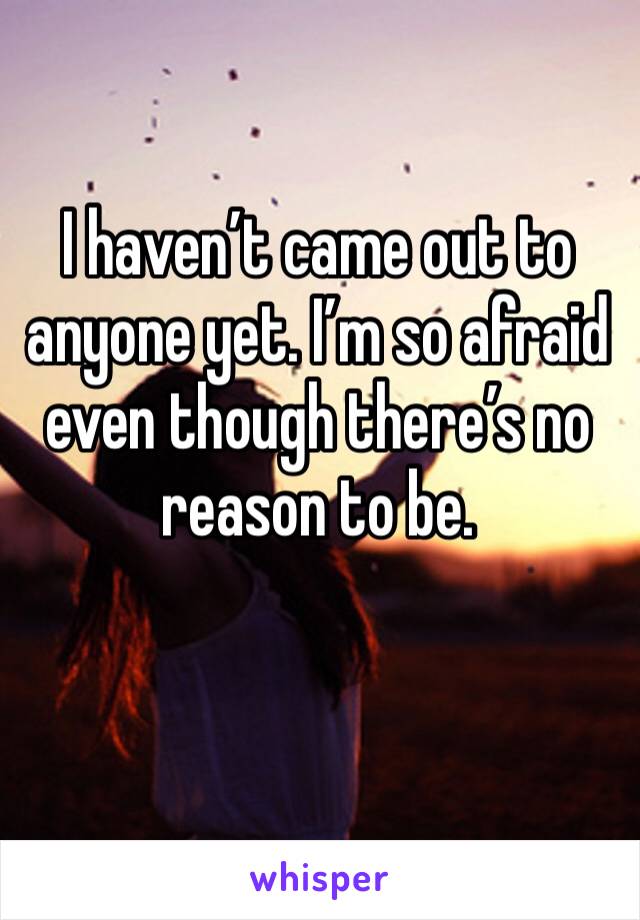 I haven’t came out to anyone yet. I’m so afraid even though there’s no reason to be.