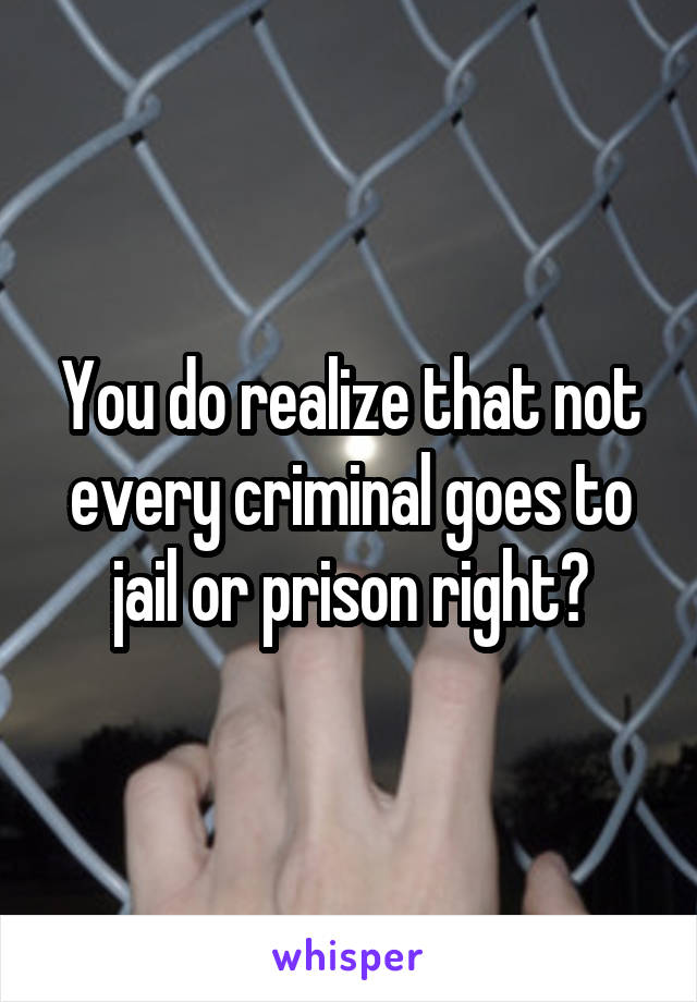 You do realize that not every criminal goes to jail or prison right?