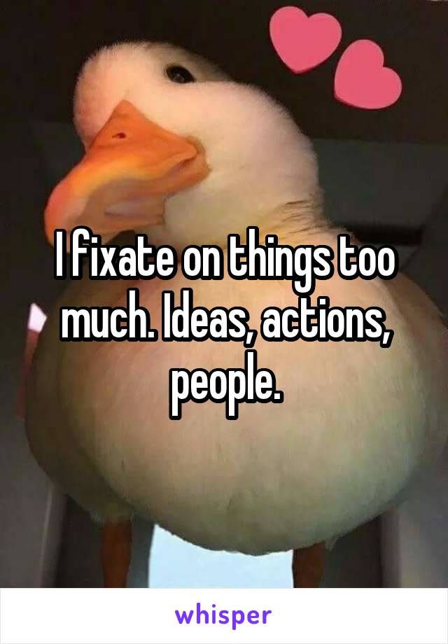 I fixate on things too much. Ideas, actions, people.