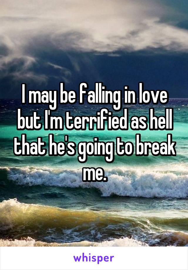 I may be falling in love but I'm terrified as hell that he's going to break me.