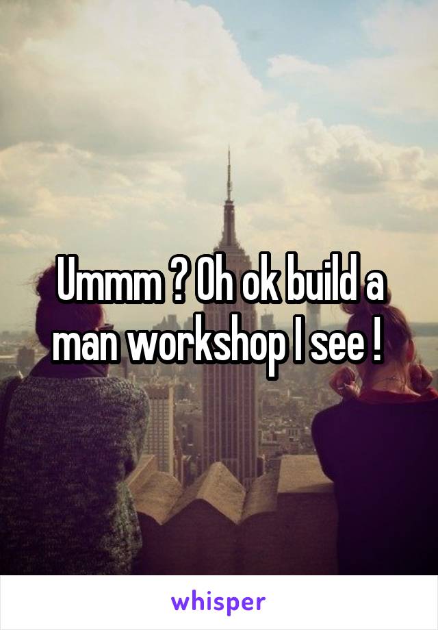 Ummm ? Oh ok build a man workshop I see ! 