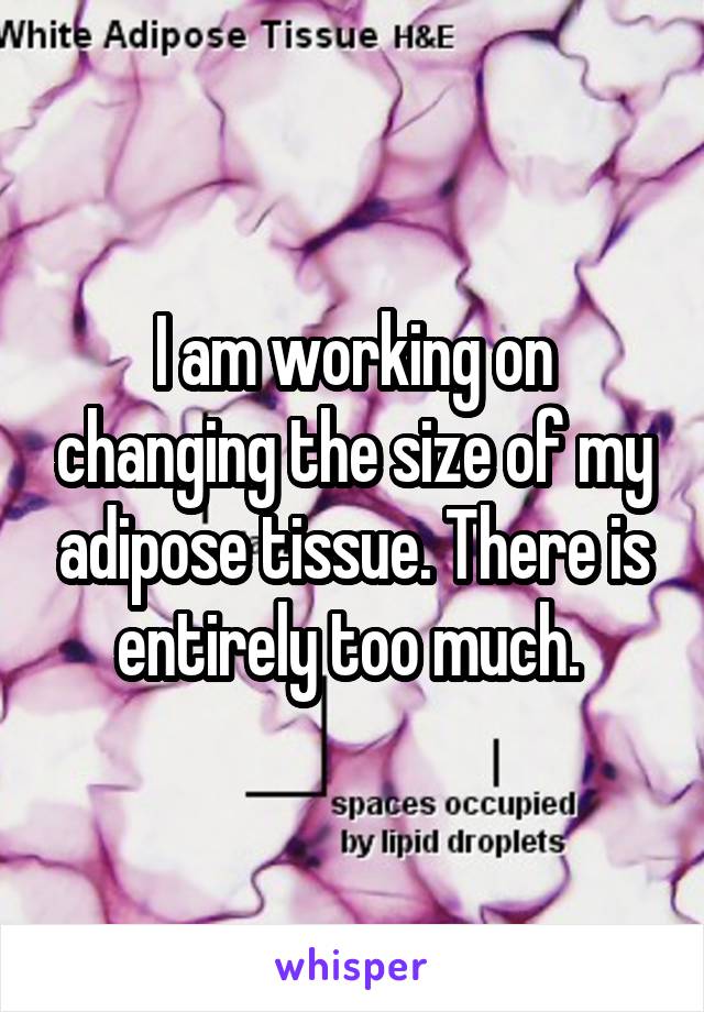 I am working on changing the size of my adipose tissue. There is entirely too much. 