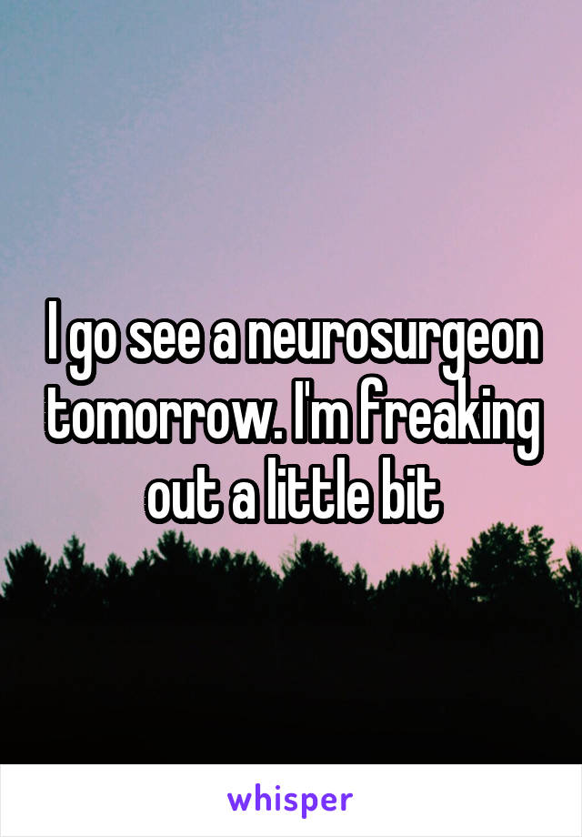 I go see a neurosurgeon tomorrow. I'm freaking out a little bit