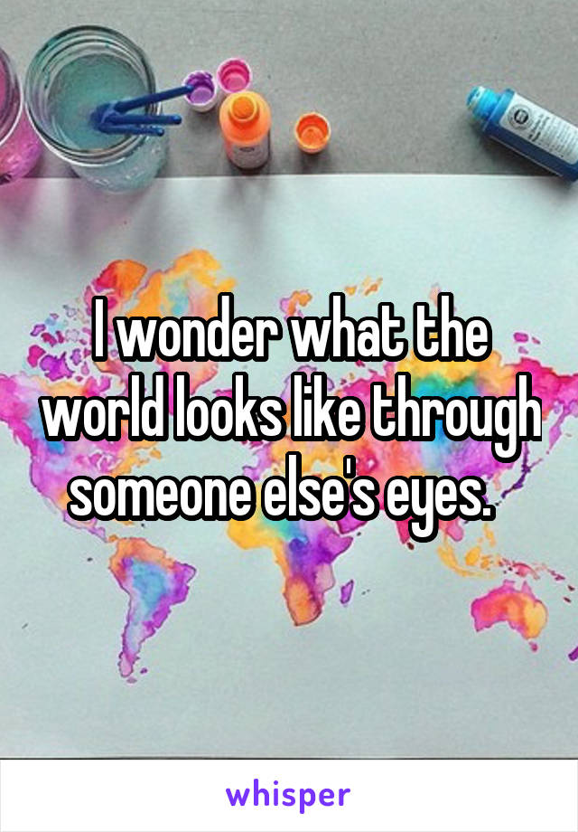 I wonder what the world looks like through someone else's eyes.  