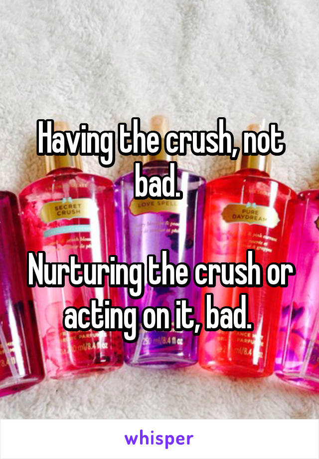 Having the crush, not bad. 

Nurturing the crush or acting on it, bad. 