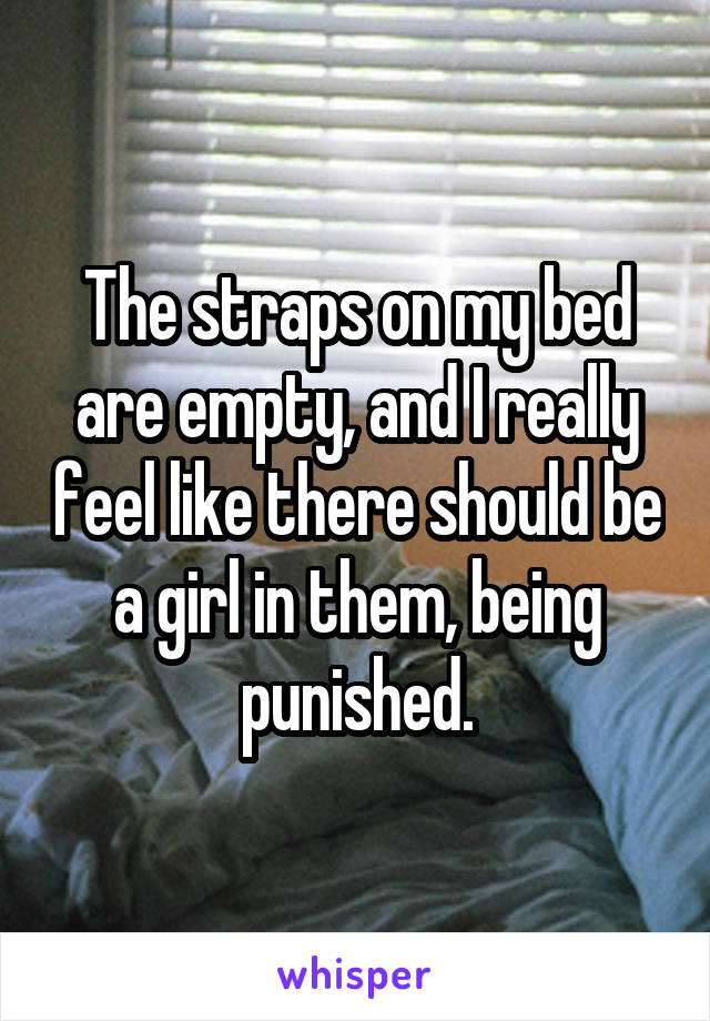 The straps on my bed are empty, and I really feel like there should be a girl in them, being punished.