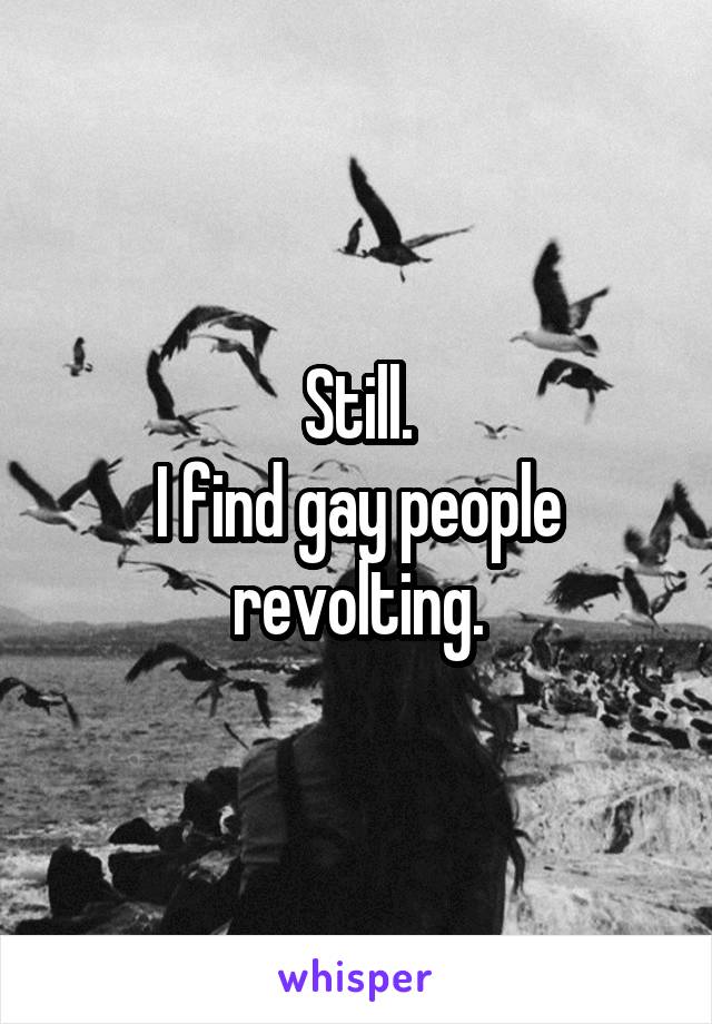 Still.
I find gay people revolting.
