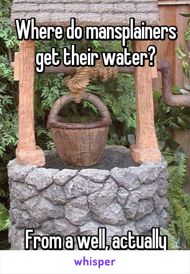 Where do mansplainers get their water?






From a well, actually