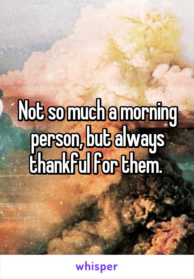 Not so much a morning person, but always thankful for them. 
