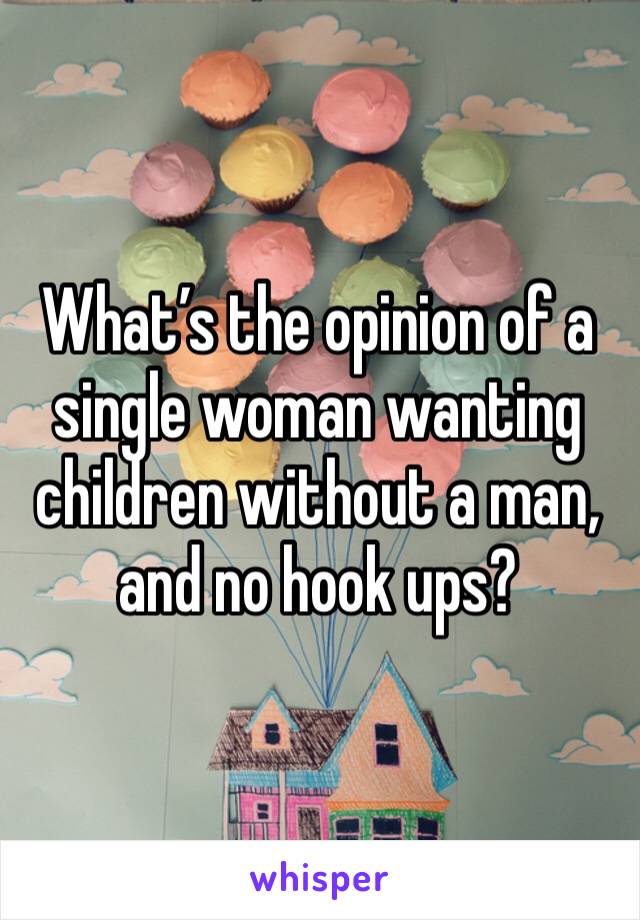 What’s the opinion of a single woman wanting children without a man, and no hook ups? 