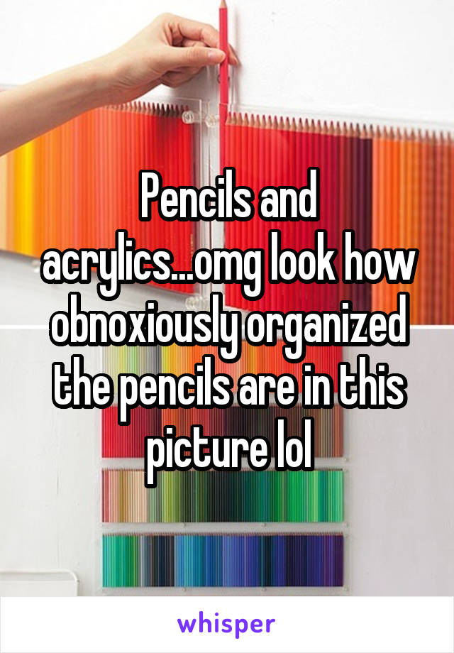 Pencils and acrylics...omg look how obnoxiously organized the pencils are in this picture lol