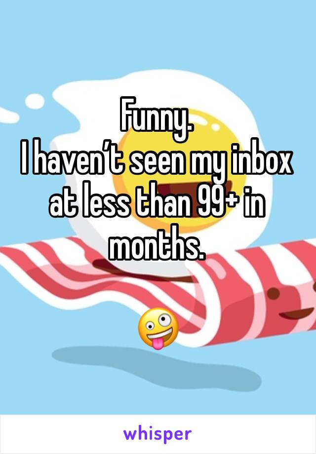 Funny. 
I haven’t seen my inbox at less than 99+ in months. 

🤪