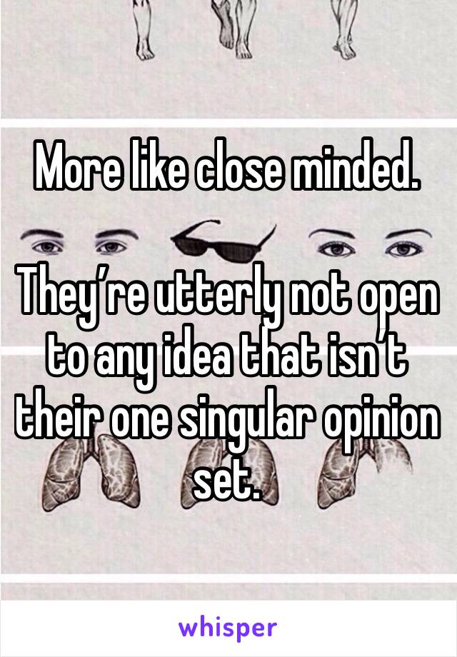 More like close minded. 

They’re utterly not open to any idea that isn’t their one singular opinion set. 