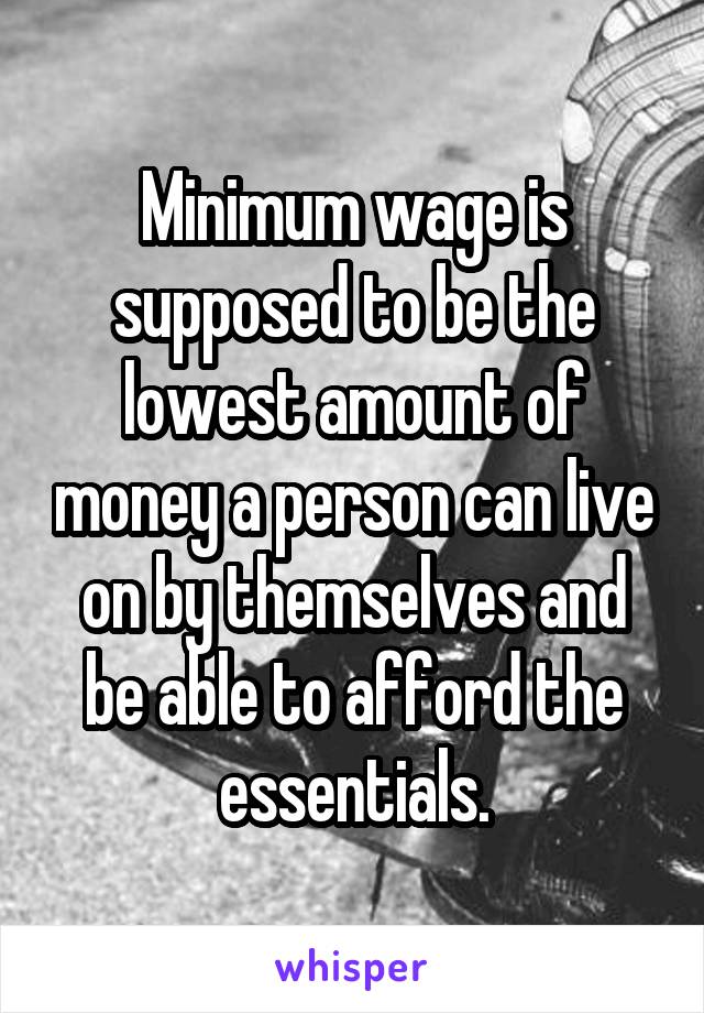 Minimum wage is supposed to be the lowest amount of money a person can live on by themselves and be able to afford the essentials.