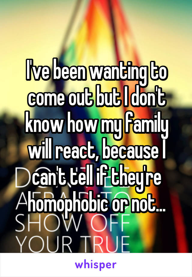 I've been wanting to come out but I don't know how my family will react, because I can't tell if they're homophobic or not...