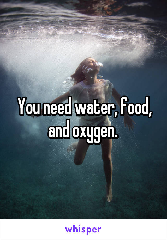 You need water, food, and oxygen. 