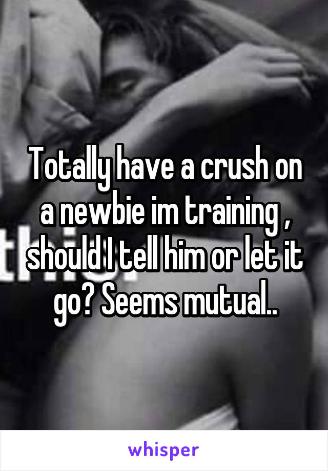 Totally have a crush on a newbie im training , should I tell him or let it go? Seems mutual..