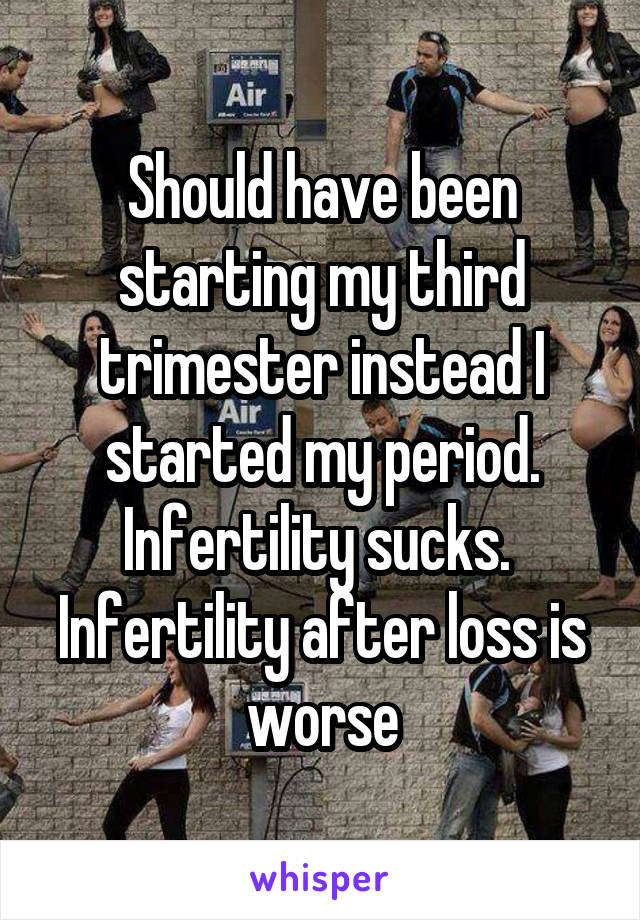 Should have been starting my third trimester instead I started my period. Infertility sucks.  Infertility after loss is worse