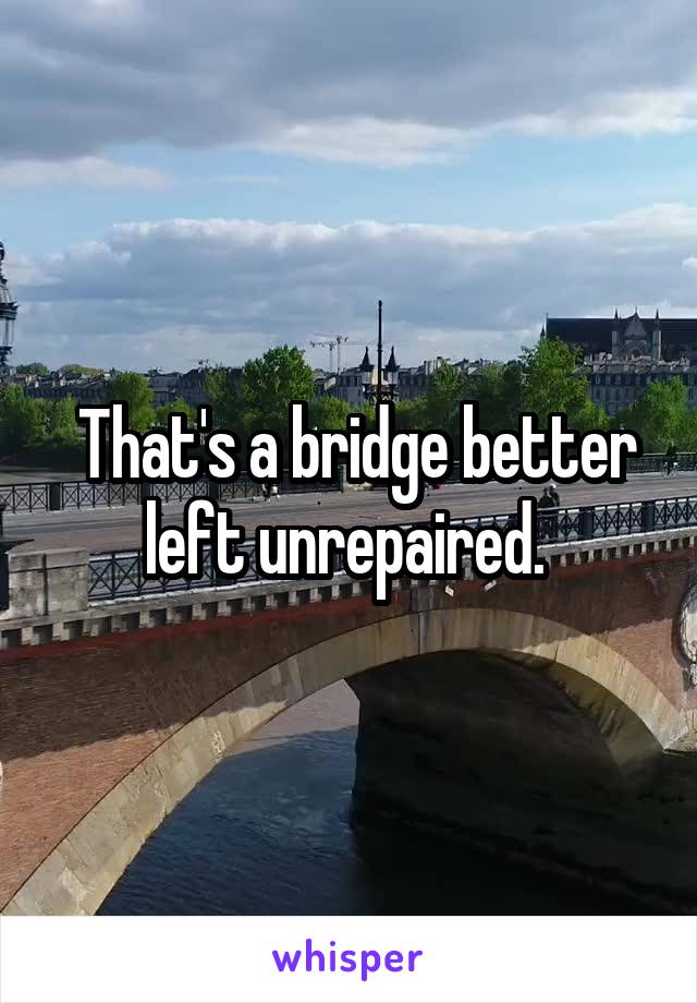 That's a bridge better left unrepaired. 