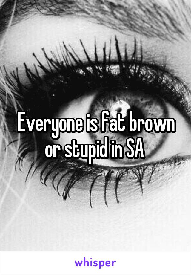 Everyone is fat brown or stupid in SA 