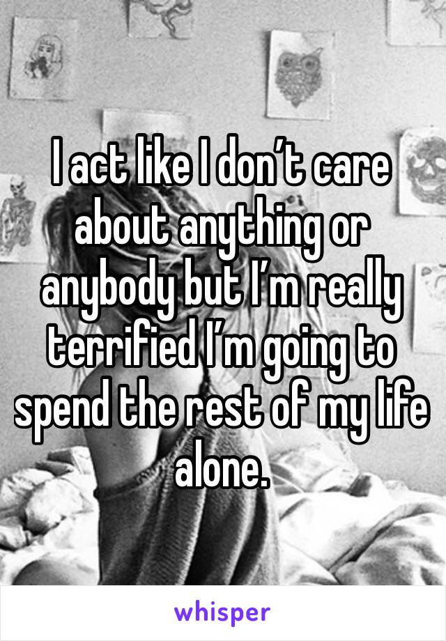 I act like I don’t care about anything or anybody but I’m really terrified I’m going to spend the rest of my life alone.