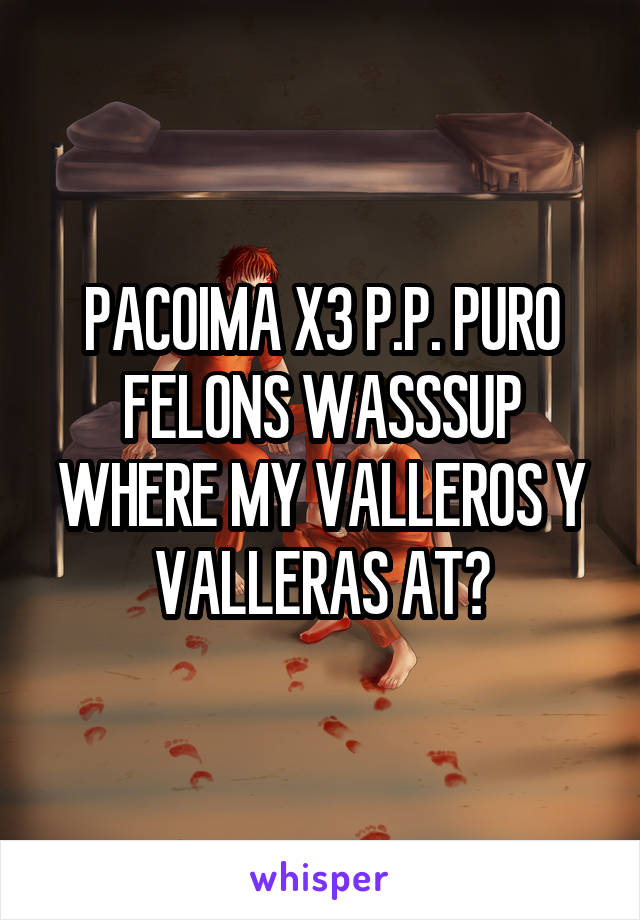 PACOIMA X3 P.P. PURO FELONS WASSSUP WHERE MY VALLEROS Y VALLERAS AT?
