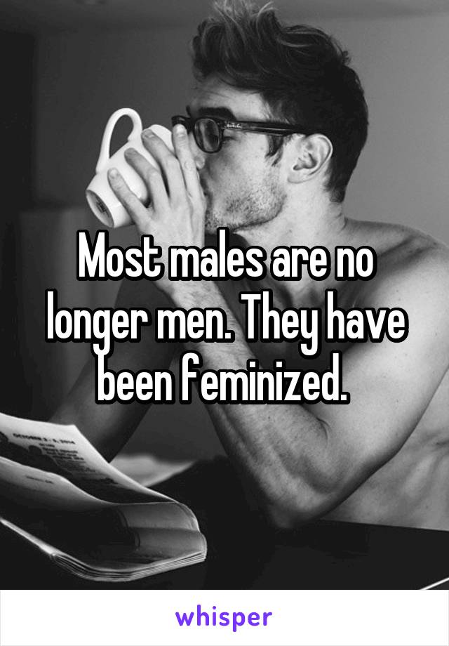 Most males are no longer men. They have been feminized. 