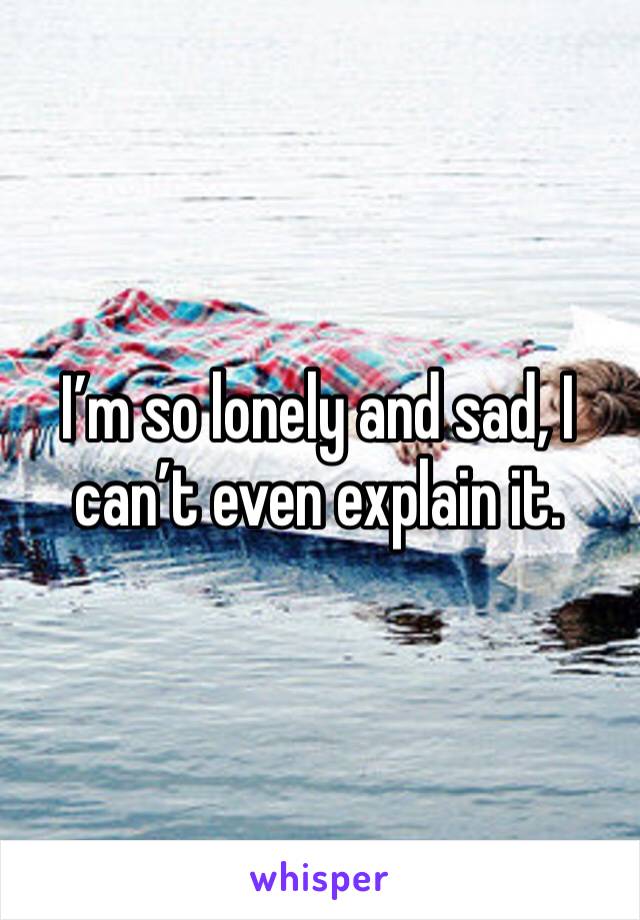 I’m so lonely and sad, I can’t even explain it. 