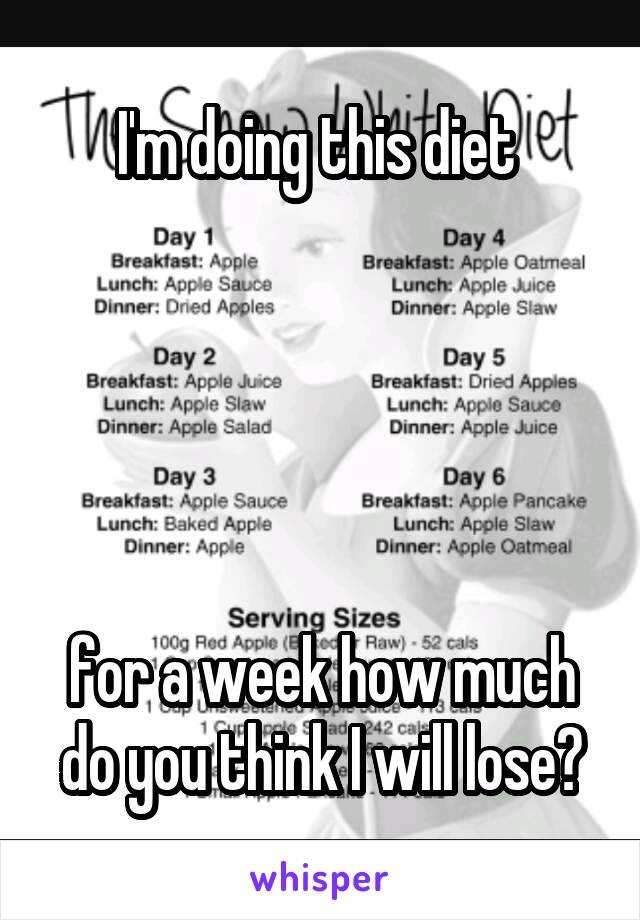 I'm doing this diet 





for a week how much do you think I will lose?