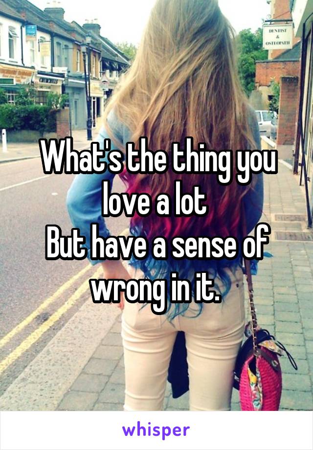 What's the thing you love a lot 
But have a sense of wrong in it. 
