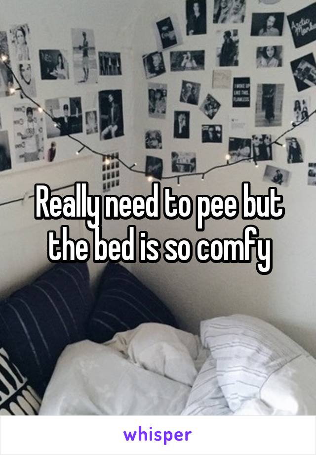 Really need to pee but the bed is so comfy